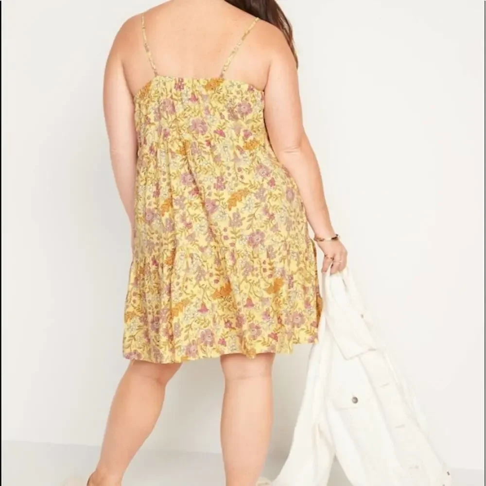 Old Navy yellow Tiered Floral-Print Mini Cami Swing dress